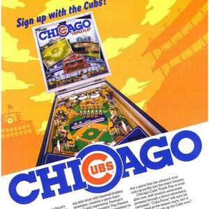 Chicago Cubs Pinball Flyer Original NOS 1985 Baseball Art Wrigley Field Vintage